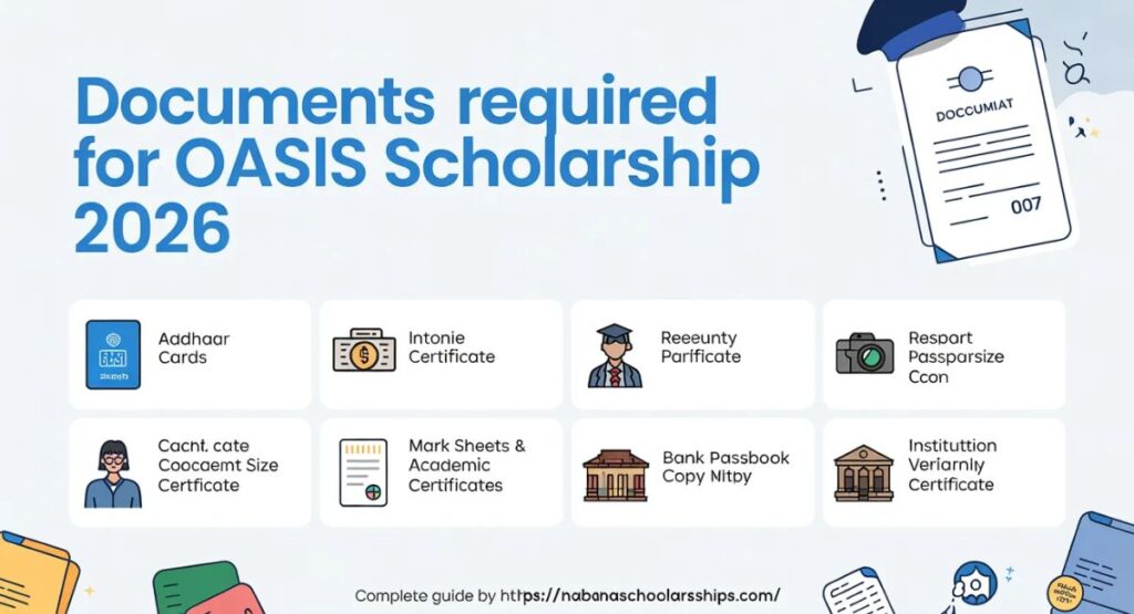 Documents Required for Oasis Scholarship 2026