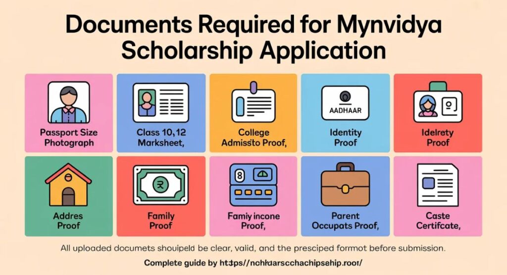 Documents Required for MynVidya Scholarship Application