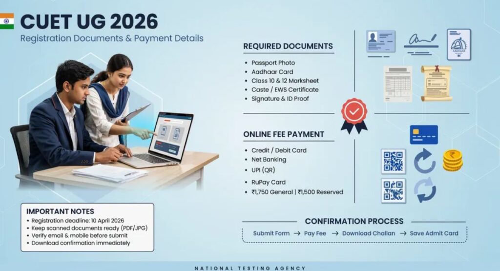 CUET UG Registration Documents and Payment Details