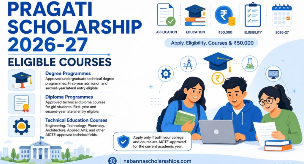 Pragati Scholarship 2026-27 – Eligible Courses